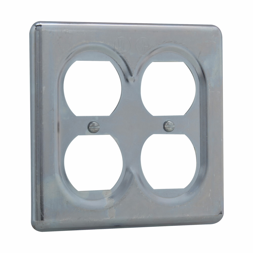 Mayer-Eaton Crouse-Hinds series S Series duplex receptacle cover, Sheet steel, Surface mount, Two-gang, For duplex convenience receptacles, standard and two-wire, three-pole grounding-1