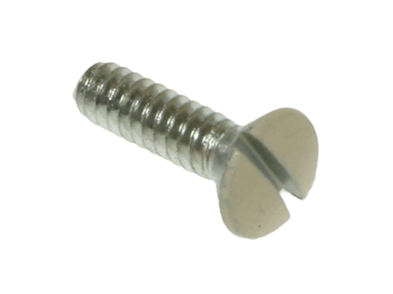 Mayer-Wall Plate Screw, #6-32 size, Oval head, 1/2 in. length, Ivory head color, Slotted drive type, Steel, 100 per pack-1