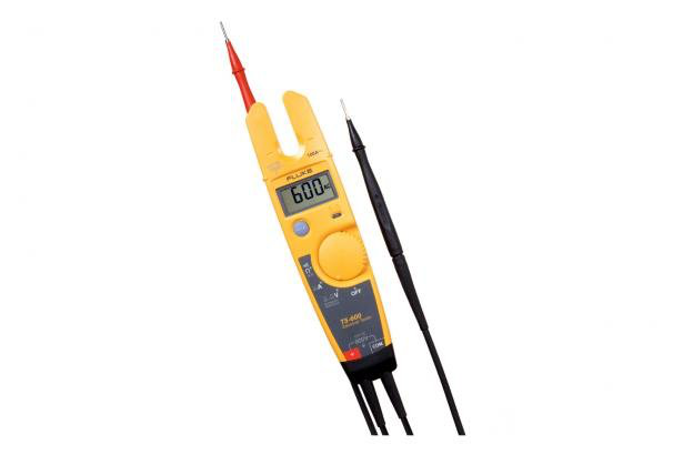Mayer-Electrical tester with OpenJaw™ Current, 600 V and 4 mm detachable probes. The Fluke T5 Electrical Testers let you check voltage, continuity and current with one compact tool. With the T5, all you have to do is select volts, ohms, or current and the teste-1