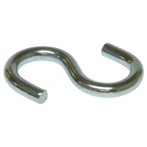 Mayer-S-Hook, 1-1/4 in. overall length, 0.105 in. hook diameter, Steel galvanized hook material, Zinc Chromate finish. , 100 per pack, For use with JC12/JC14 Jack Chain-1