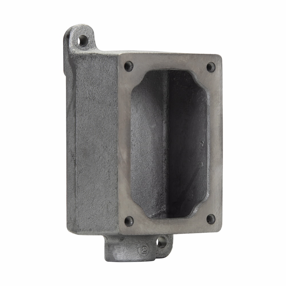 Mayer-Eaton Crouse-Hinds series FlexStation EDS back box, Feraloy iron alloy, Single-gang, Dead end, 3/4"-1
