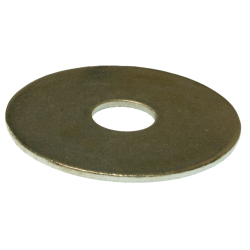 Fender Washer, Steel material, Zinc Chromate finish, 1/2 in. inside diameter, 1-1/2 in. outside diameter, 100 per pack, 1/2 in. fits bolt sizes