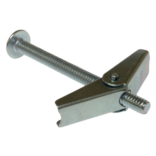 Spring Wing Toggle Bolt, Steel material, Zinc Chromate finish, Mushroom-Truss head, 3 in. length, #10-24 Size, 3/16 in. diameter, Right Hand thread, Slot/Phillips drive type, 9/16 in. drill size, 50 per pack